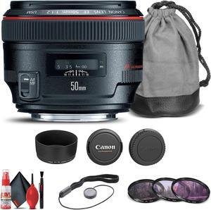 Canon EF 50mm f/1.2L USM Lens (1257B002) + Filter Kit + Cap Keeper Base Bundle