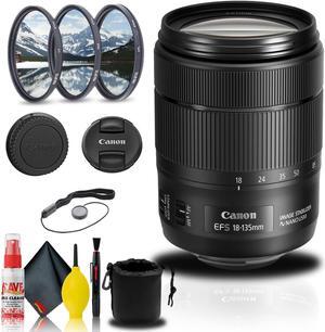Canon EF-S 18-135mm f/3.5-5.6 IS USM Lens (1276C002) + Filter Kit Base Bundle