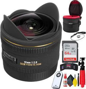 Sigma 10mm F/2.8 EX DC HSM FISHEYE LENS FOR SIGMA DIGITAL CAMERA + Accessories Bundle
