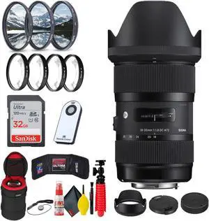 Sigma 18-35mm f/1.8 DC HSM Art Lens for Canon EF + 32GB SD Card Bundle