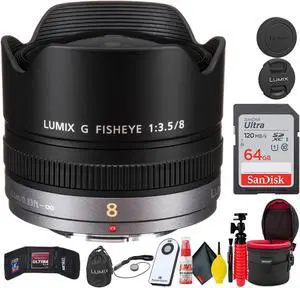 Panasonic Lumix G Fisheye 8mm f/3.5 Lens + Accessories Bundle Starter Bundle