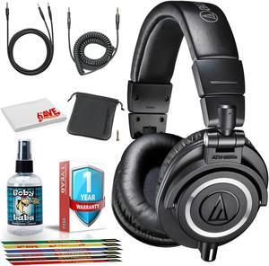 Audio-Technica ATH-M50x Headphones with 6Ave Accessory Kit and Extra Warranty