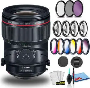 Canon TS-E 50mm f/2.8L Macro Tilt-Shift Lens with Cleaning Kit and Filter Kits
