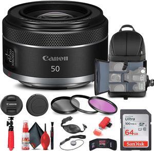 Canon RF 50mm f/1.8 STM Lens (4515C002) + Filter + BackPack + 64GB Card + More