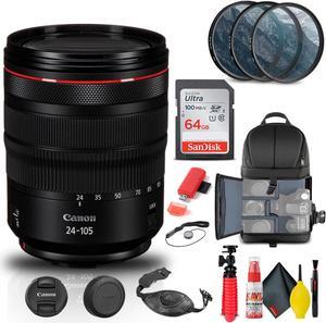 Canon RF 24-105mm f/4L IS USM Lens (2963C002) + Filter + BackPack + 64G + More
