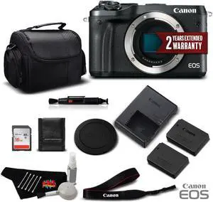 Canon EOS M6 Mirrorless Digital Camera (Body Only, Black) 1724C001 (Intl Model) - Standard Bundle