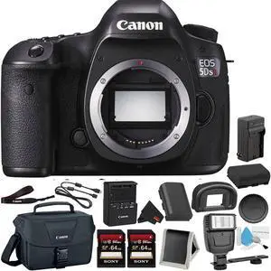 Canon EOS 5DS R Digital SLR Camera 0582C002 (Body Only) - Bundle with 32GB Memory Card + Spare Battery + Digital Slave Flash + More (Intl Model)