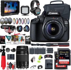 Canon EOS 4000D / Rebel T100 DSLR Camera with 18-55mm Lens + EF 75-300mm + Video Bundle