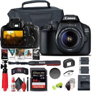 Canon EOS 4000D / Rebel T100 DSLR Camera with 18-55mm Lens Extra Battery Mountain Bundle