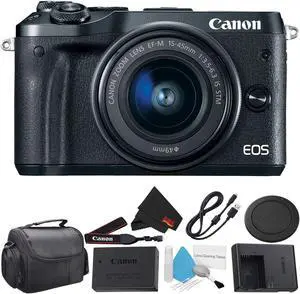 Canon EOS M6 Mirrorless Digital Camera with EF-M 15-45mm f/3.5-6.3 IS STM Lens Kit 1724C011 Starter Bundle - Intl Model with 2 Year Seller Warranty