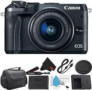 Canon EOS M6 Mirrorless Digital Camera with EF-M 15-45mm f/3.5-6.3 IS STM Lens Kit 1724C011 Starter Bundle - Intl Model