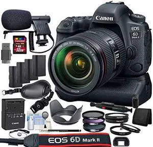 Canon EOS 6D Mark II DSLR Camera Kit with 24-105mm is II USM Lens + Canon BG-E21 Grip/Power Bundle