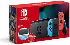 Nintendo HADSKABLE Switch Handheld Console with Case, Neon Blue and Red