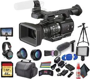Panasonic AJ-PX270 microP2 Handheld AVC-ULTRA HD Camcorder (AJ-PX270PJ8) With UV Filter, Wide Angle, Padded Case, LED Light, 64GB Card, Sony Headphones External 4K Monitor, Sony ECM-VG1 and More