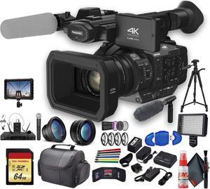 Panasonic AG-UX180 4K Professional Camcorder (AG-UX180PJ8) With Tripod, Padded Case, LED Light, 64GB Memory Card, Tripod, External 4K Monitor, Sony ECM-VG1 and Much More Professional Bundle