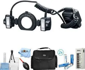 Canon MT-26EX-RT Macro Twin Lite (2398C002) Bundle with (8) AA Batteries + More