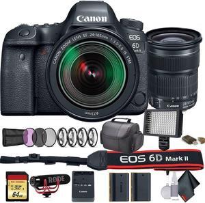 Canon EOS 6D Mark II DSLR Camera with 24-105mm f/3.5-5.6 Lens (International Model) (1897C021) W/Bag, Extra Battery, LED