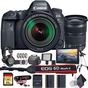 Canon EOS 6D Mark II DSLR Camera with 24-105mm f/3.5-5.6 Lens (International Model) (1897C021) W/Bag, Extra Battery, LED