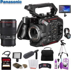 Panasonic AU-EVA1 Compact 5.7K Super 35mm Cinema Camera (AU-EVA1PJ) W/ Canon EF 100mm f/2.8L Lens , 256GB Memory Card, Bag, Tripod Bundle