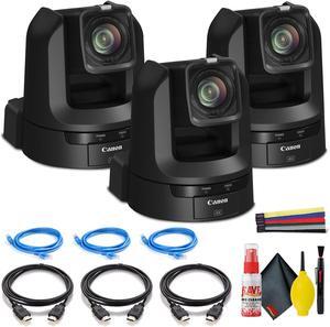 3 x Canon CR-N300 4K NDI PTZ Camera with 20x Zoom (Satin Black) - Bundle