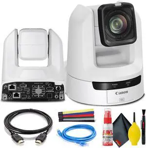 Canon CR-N300 4K NDI PTZ Camera with 20x Zoom (Titanium White) - Bundle