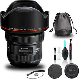 Canon EF 11-24mm f/4L USM Lens (9520B002) + Cap Keeper + Cleaning Kit + More
