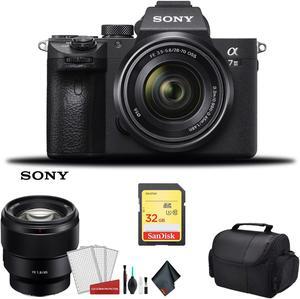Sony Alpha a7 III Full Frame Mirrorless Digital Camera with 28-70mm Lens + FE 85mm f/1.8 Lens & More - Bundle Kit