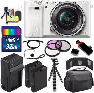 Refurbished Sony Alpha a6000 Mirrorless Digital Camera with 1650mm Lens White  Battery  Charger  32GB Bundle 5  International