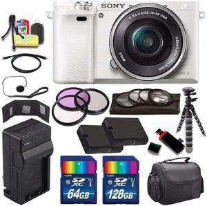 Refurbished Sony Alpha a6000 Mirrorless Digital Camera with 1650mm Lens White  Battery  Charger  196GB Bundle 9  Internationa