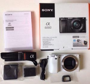 Sony Alpha a6000 Mirrorless Digital Camera Body Only White Kit Box