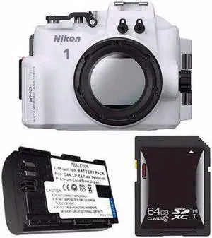 Nikon WP-N3 Waterproof Housing for Nikon 1 J4 or S2 Camera and NIKKOR 11-27.5mm or 10-30mm Lens + EN-EL22 Battery + 64GB