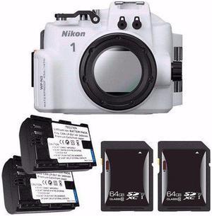 Nikon WP-N3 Waterproof Housing for Nikon 1 J4 or S2 Camera and NIKKOR 11-27.5mm or 10-30mm Lens + EN-EL22 Battery + 64GB