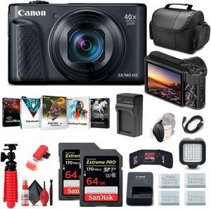 Canon PowerShot SX740 HS Digital Camera (Black) (2955C001) + 64GB Card Advanced Bundle