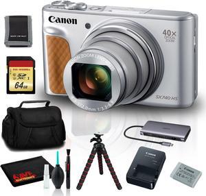Canon PowerShot SX740 HS Digital Camera (Silver) with 64GB SD, Tripod, and More
