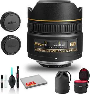 Nikon AF DX Fisheye-NIKKOR 10.5mm f/2.8G ED Lens (INTL Model) with Padded Case Bundle