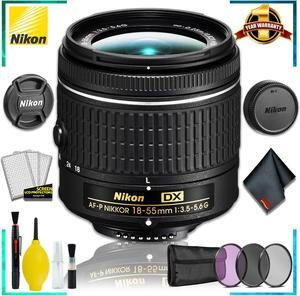 Nikon 18-55 f/3.5-5.6G AF-P DX Lens (Intl Model) + 3pcs UV Lens Filter Kit + Cleaning Kit