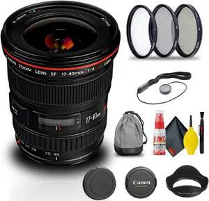 Canon EF 17-40mm f/4L USM Lens (8806A002) + Filter Kit + Cap Keeper + More