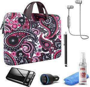 Tablet Travel Accessory Bundle with Black Paisley Sleeve