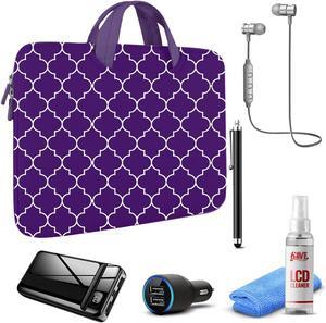 Tablet Travel Accessory Bundle with Purple Moroccan Sleeve