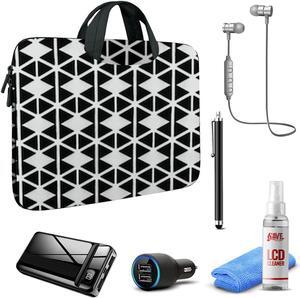 Tablet Travel Accessory Bundle with Black/White Sleeve