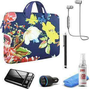 Tablet Travel Accessory Bundle with Sargasso Floral Sleeve