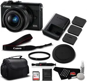 Canon EOS M100 Mirrorless Digital Camera with 15-45mm Lens (Black) 2209C011 International Version - Professional Bundle