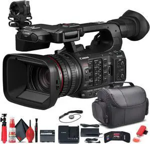 Canon XF605 UHD 4K HDR Pro Camcorder (5076C002) + Bag + Card Reader + More Bundle