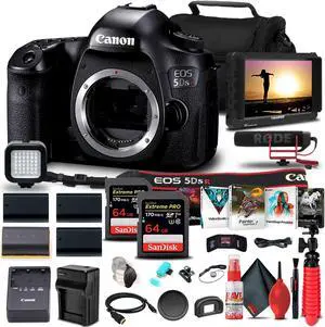 Canon EOS 5DS R DSLR Camera (Body) (0582C002) + 4K Monitor + Mic + More Bundle