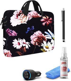 Tablet Essential Accessory Bundle with Black Floral Sleeve
