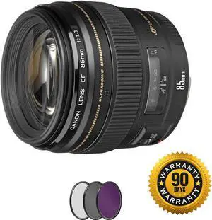 Canon EF 85mm f/1.8 USM Lens with UV Filter (Renewed)