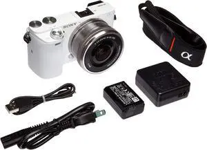 Sony Alpha a6000 Mirrorless Digital Camera with 16-50 mm Lens, 24 MP (White) (Renewed)