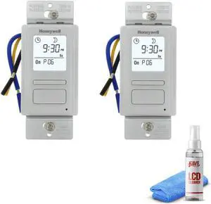 2-Pack Honeywell Timer Switch with Sunrise Sunset Single or 3 Way + LCD Cleaner
