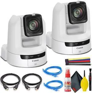 2 x Canon CR-N300 4K NDI PTZ Camera with 20x Zoom (Titanium White) Dual Bundle