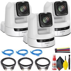 3 x Canon CR-N300 4K NDI PTZ Camera with 20x Zoom (Titanium White)  - Bundle